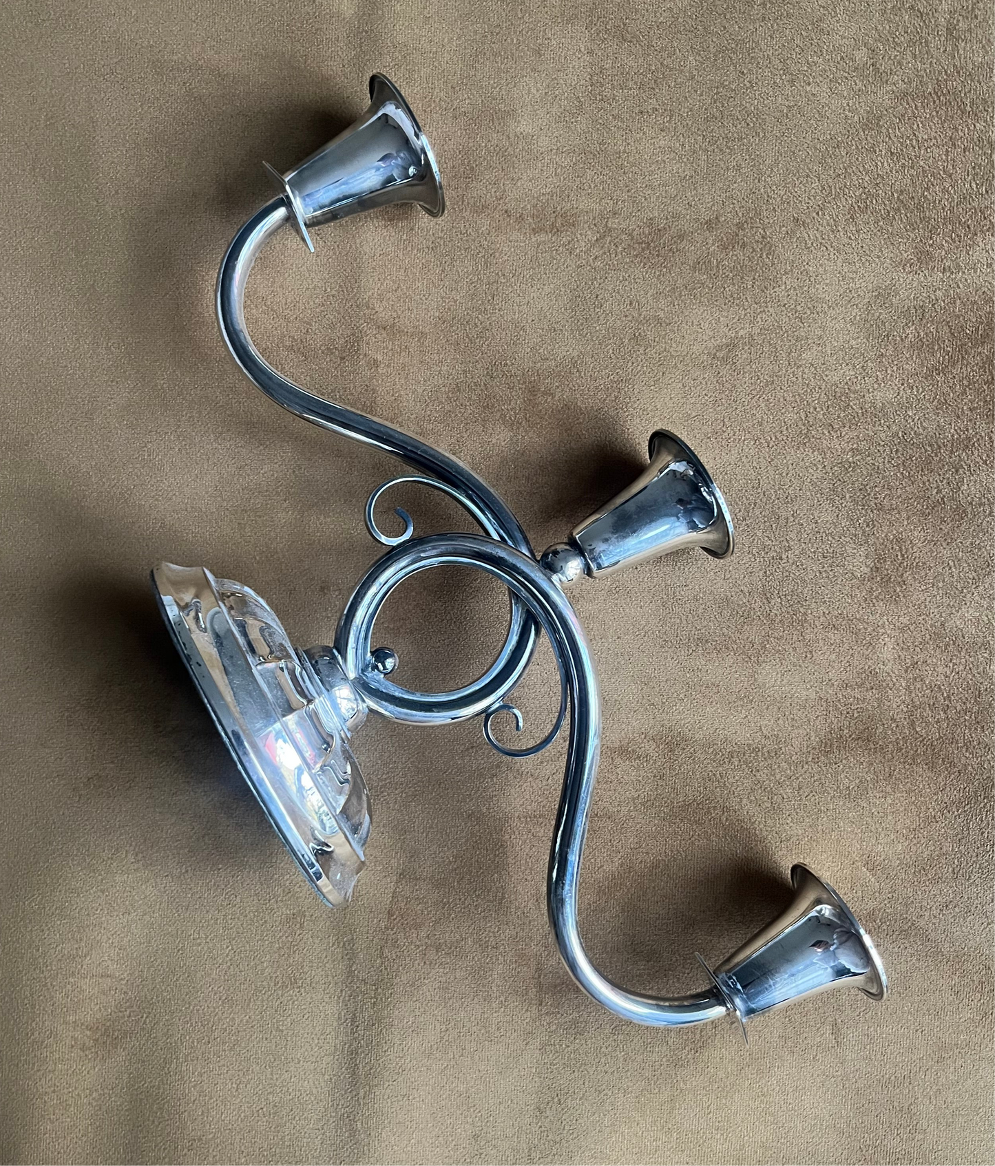 Swirl Detailed Silver Plated Candleholder