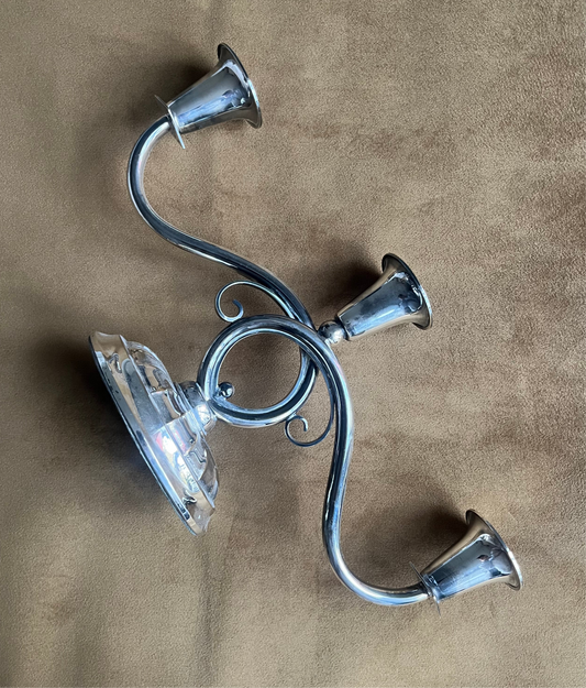 Swirl Detailed Silver Plated Candleholder