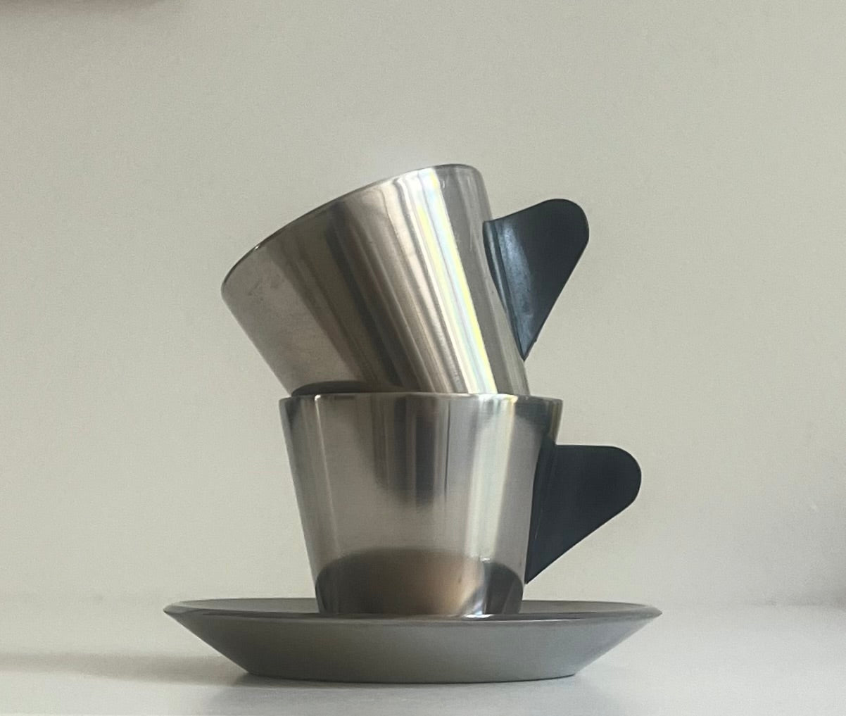 Vintage IKEA Black-Handled Steel Cup