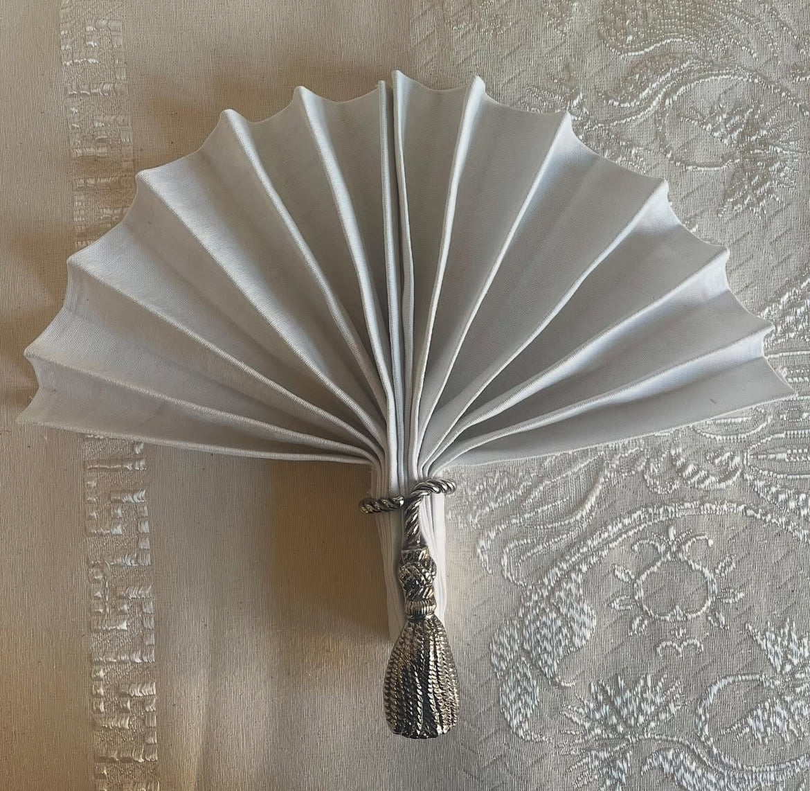 Silver Plated Tassel Napkin Rings