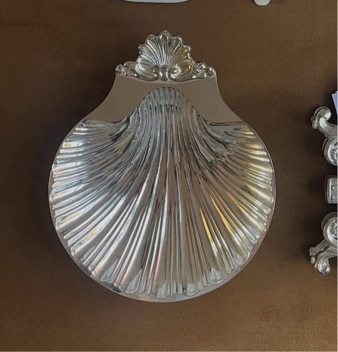 Footed Silver Plated Shell Dish