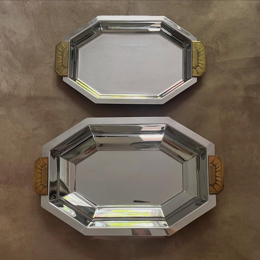 Art Deco Steel and Brass Tray