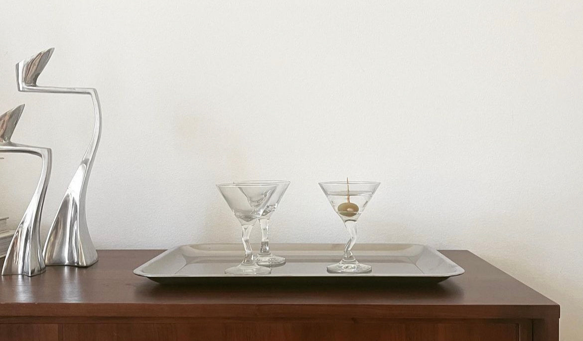 Vintage Martini Glass with Wiggly Stem