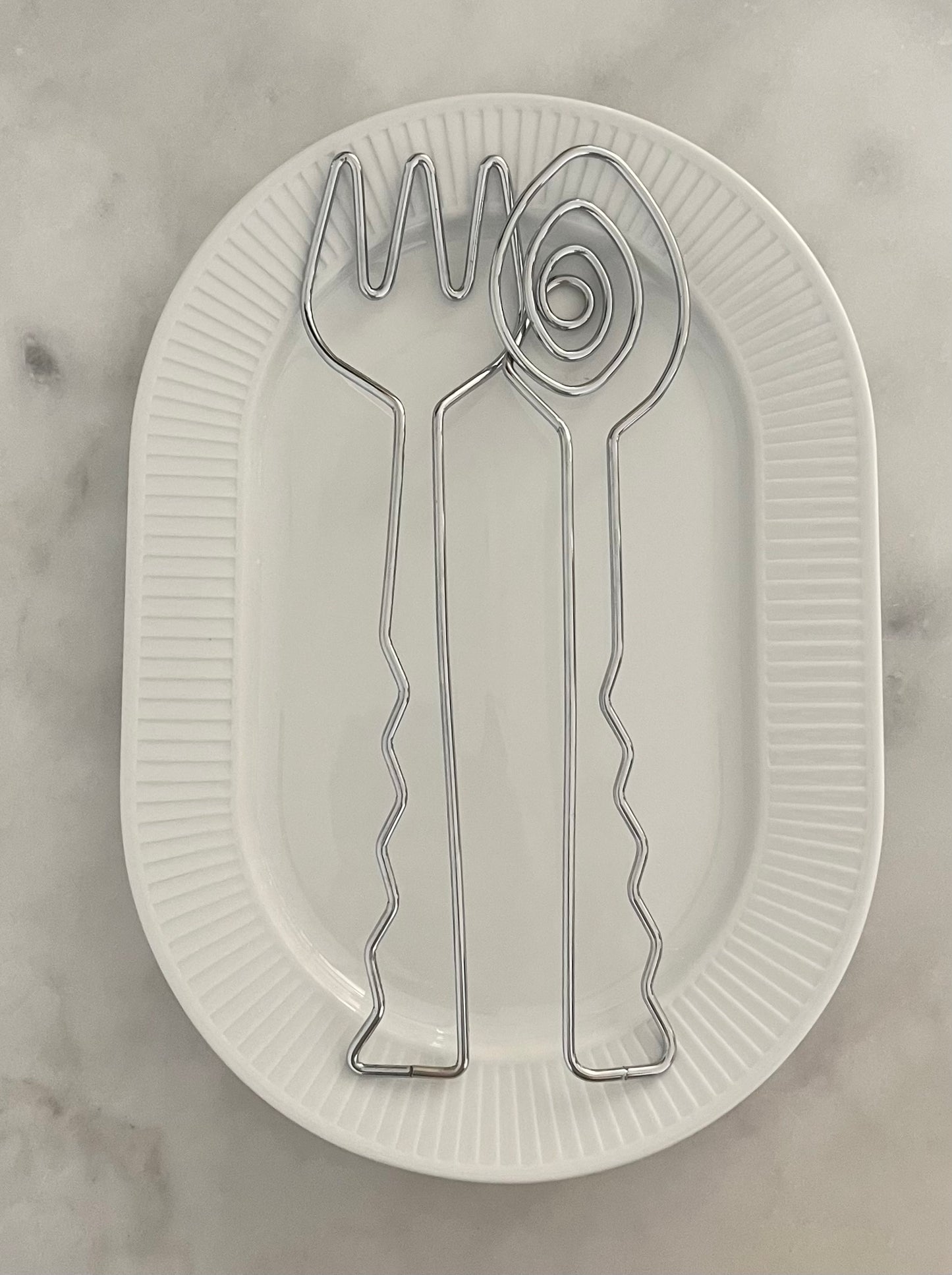 Mid Century Steel Salad Server