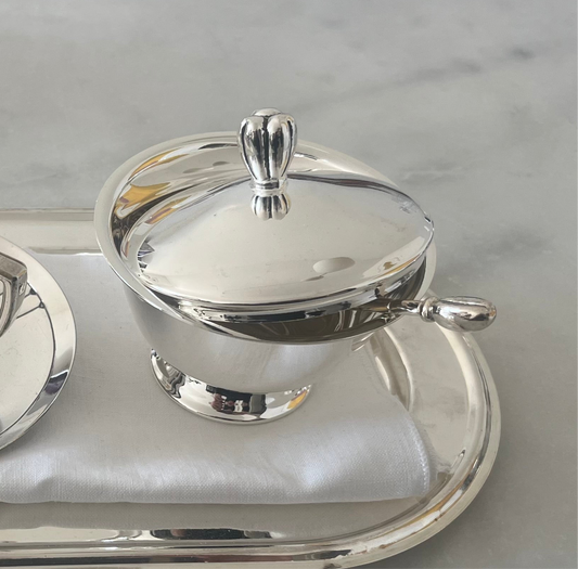 Silver Plated Sugar Pot with Spoon