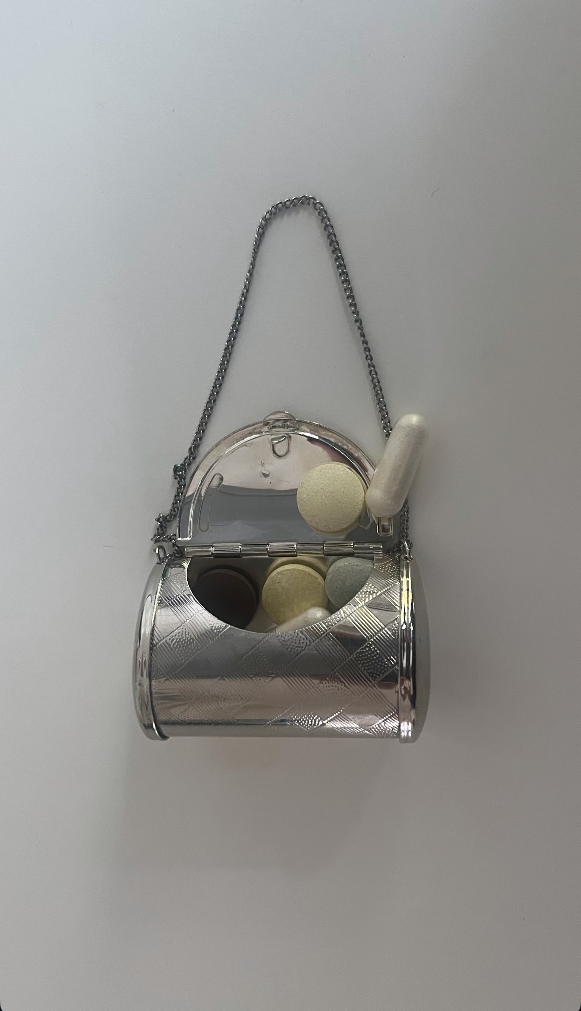Antique Silver Plated Pill “Bag” Box