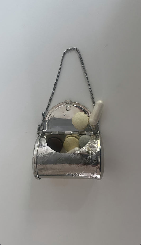 Antique Silver Plated Pill “Bag” Box