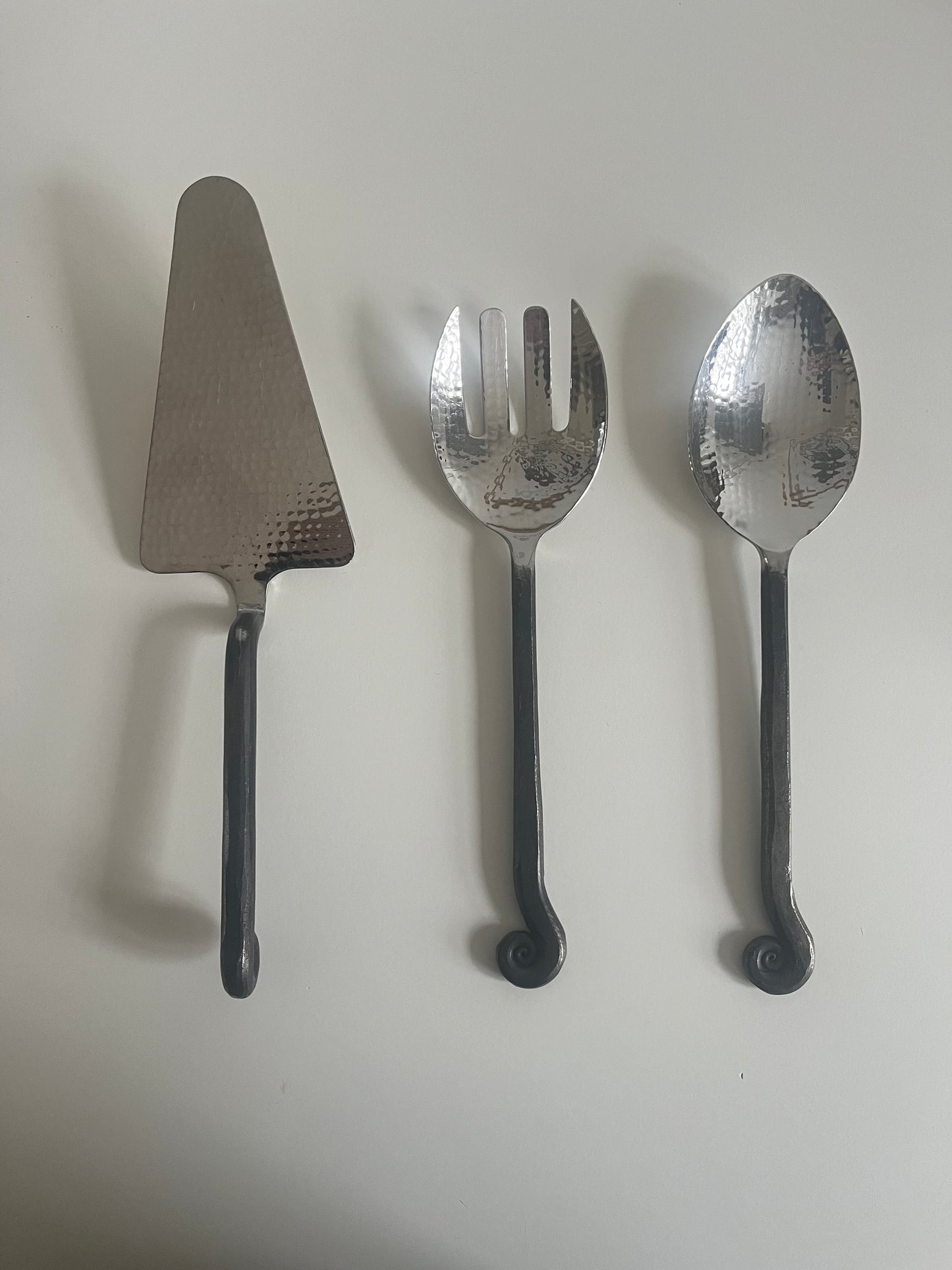 Hammered Black Steel Serving Utensils