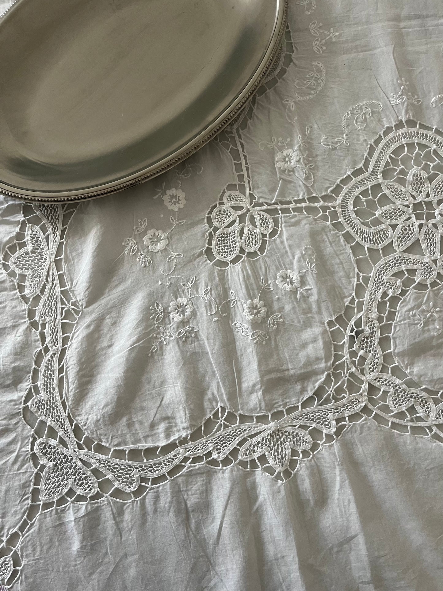 Vintage Italian Embroidered Table Cloth