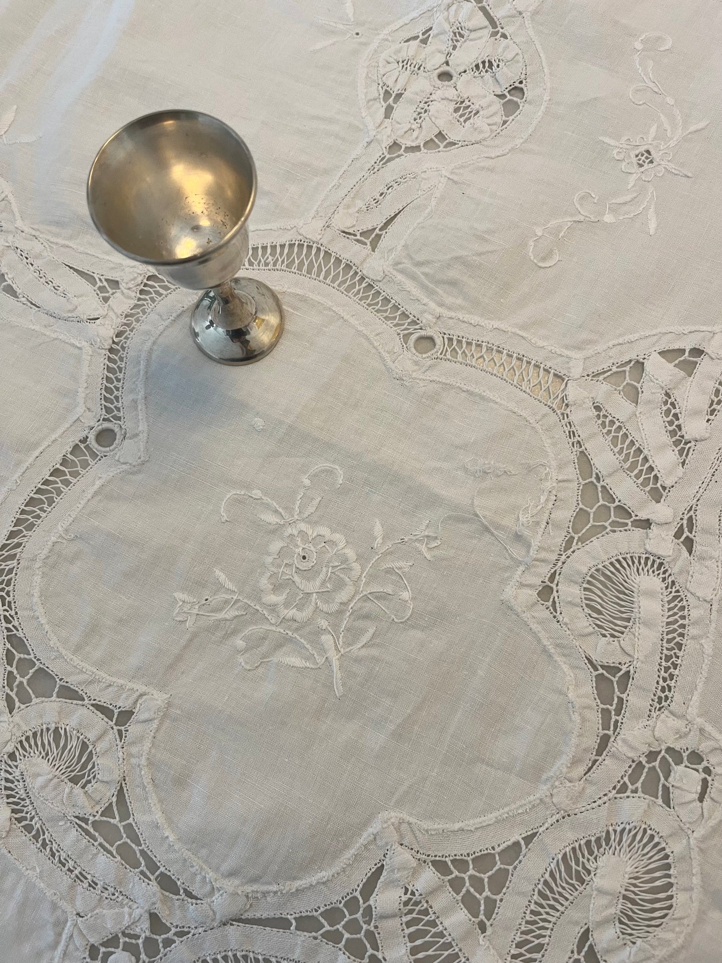 Vintage Italian Embroidered Table Cloth