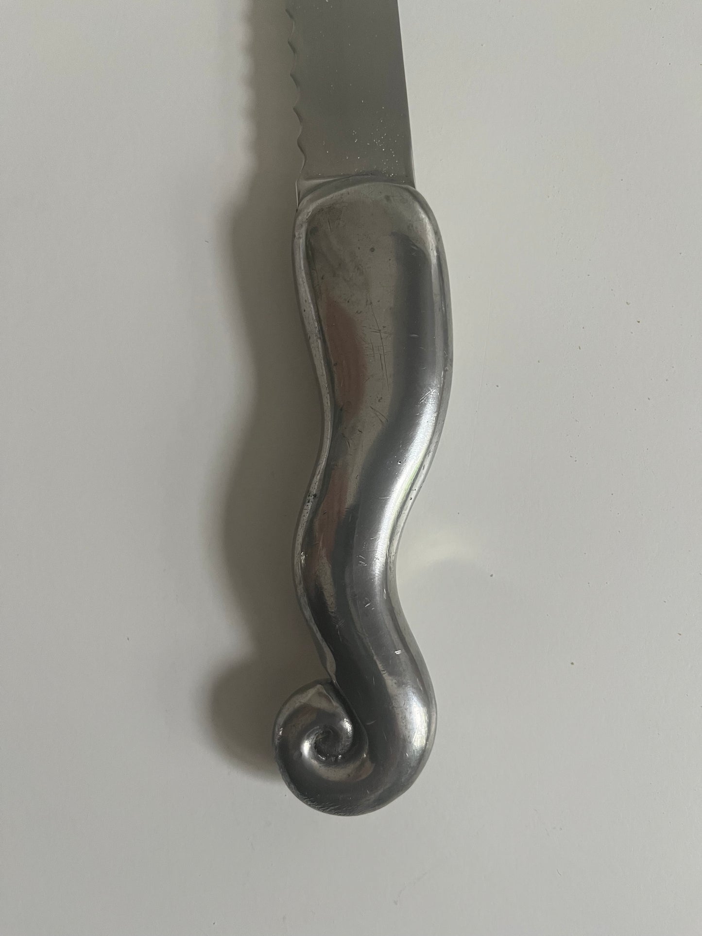 Vintage Steel Bread Knife with Swirl Handle