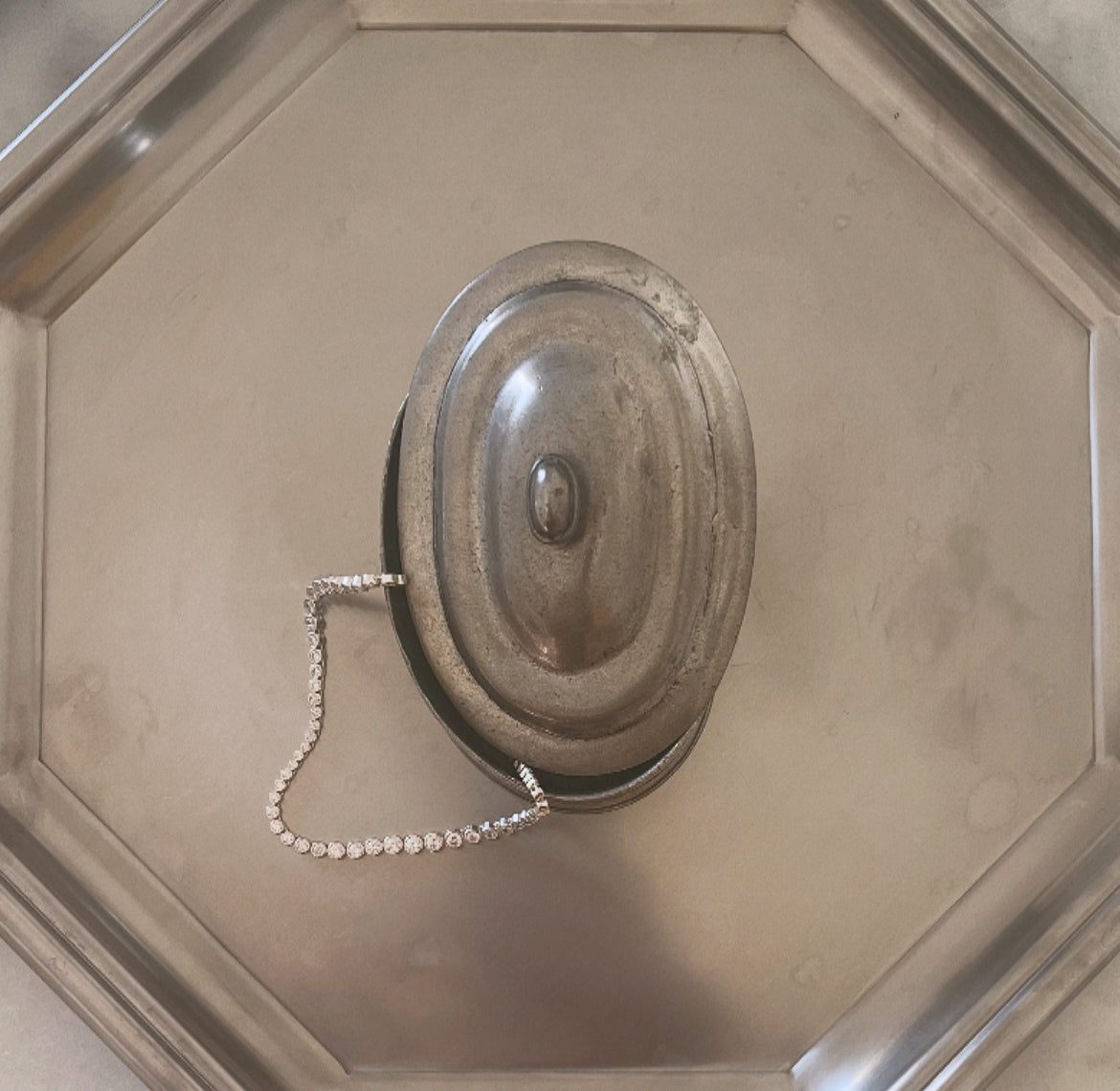 Aged Pewter Jewellery Box