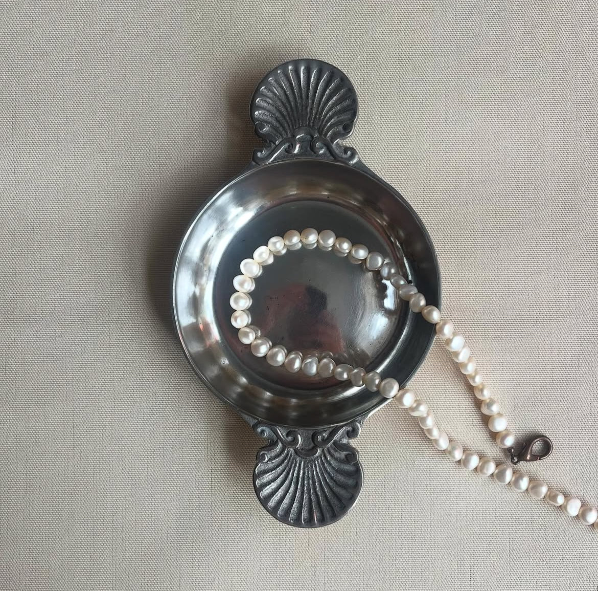 Vintage Pewter Shell Trinket