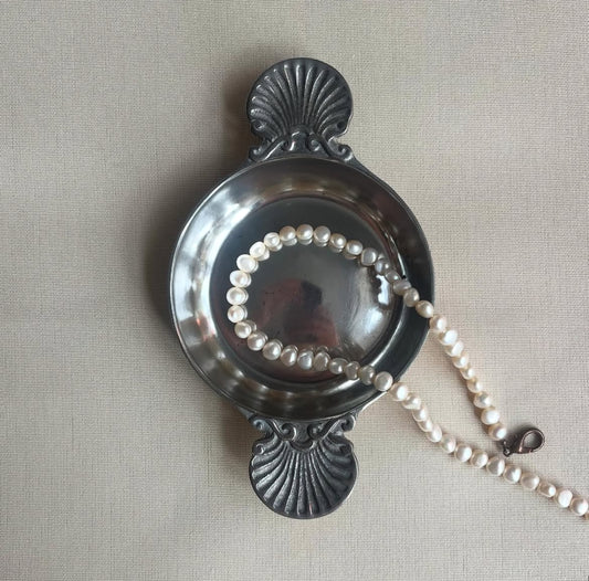 Vintage Pewter Shell Trinket