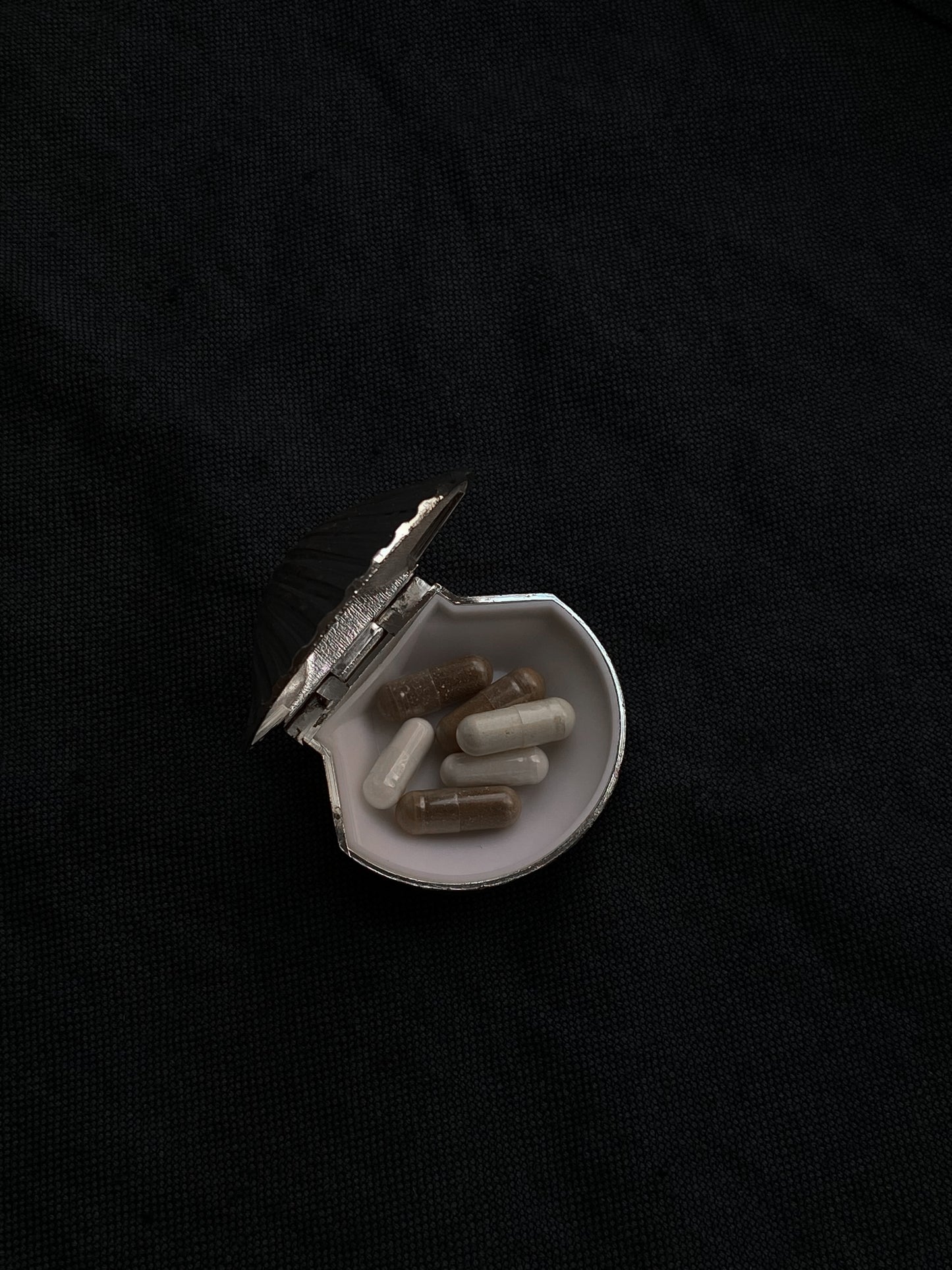 Silver-plated Shell Pill Box with Spoon