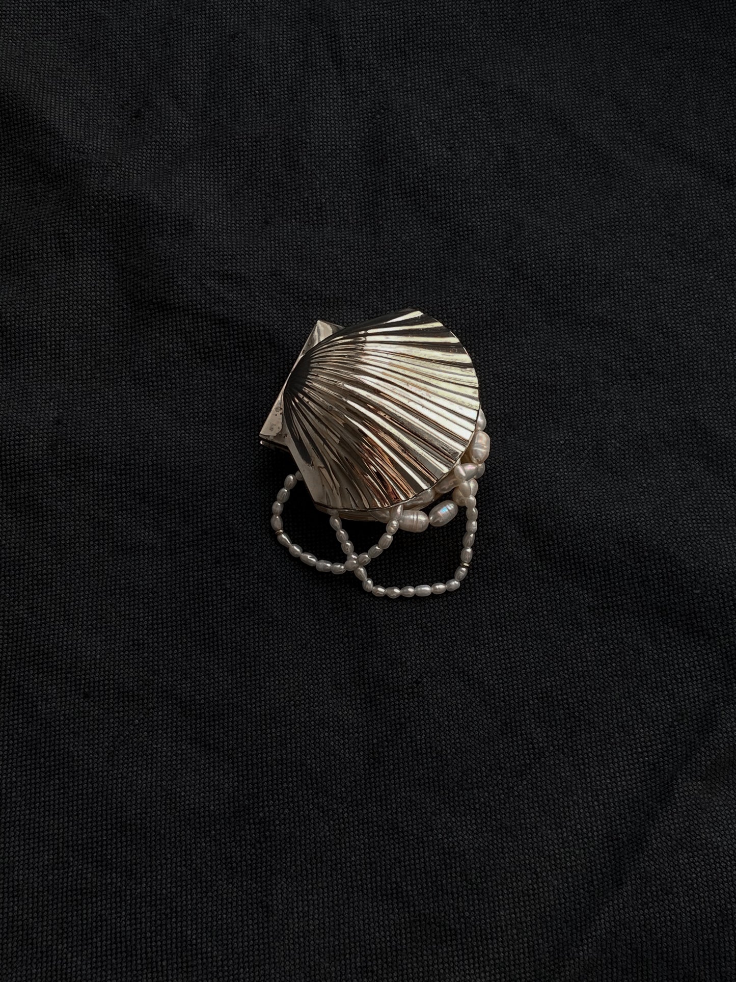 Silver-plated Shell Pill Box with Spoon