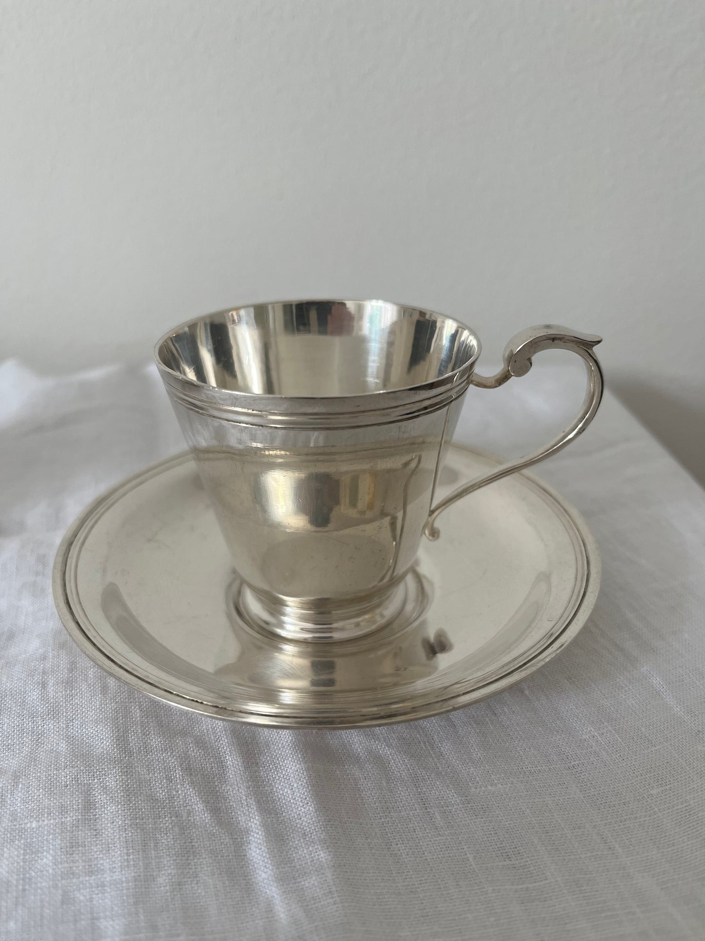 Art Deco Silver Plated Cup with Saucer