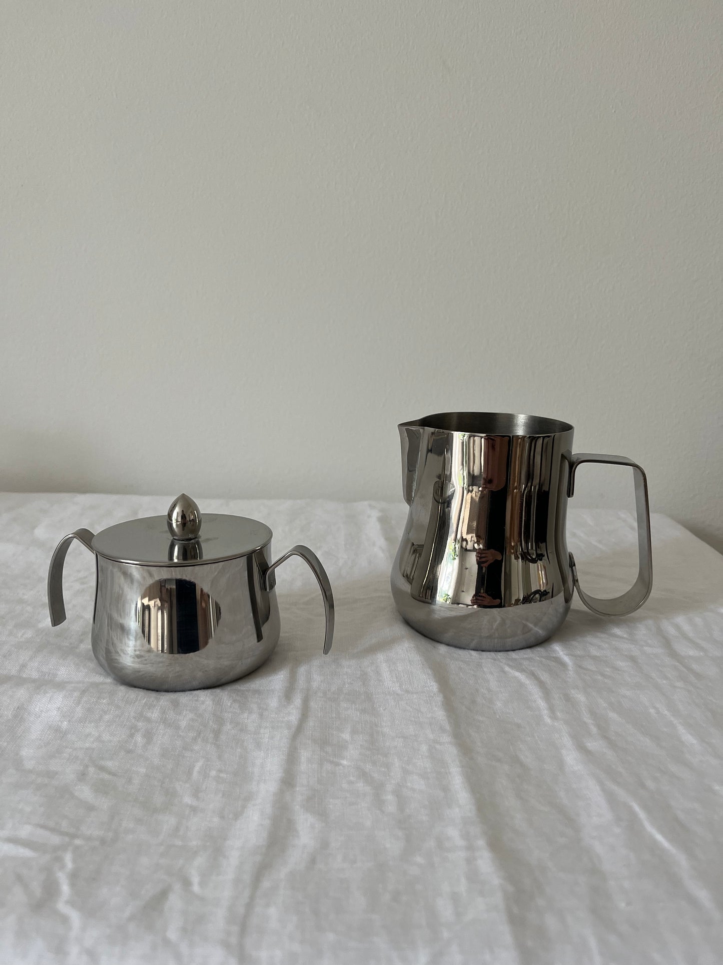 Mid-century Steel Sugar Pot and Creamer