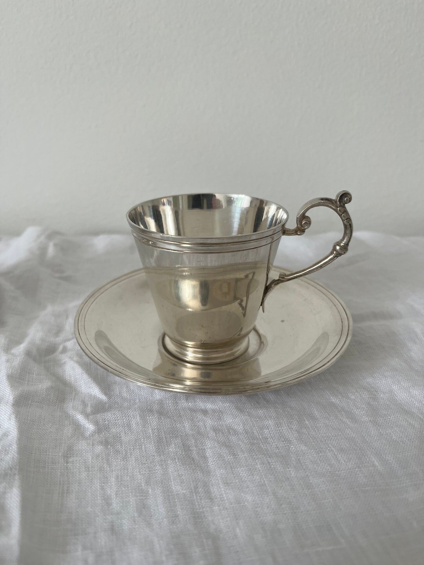 Art Deco Silver Plated Cup with Saucer