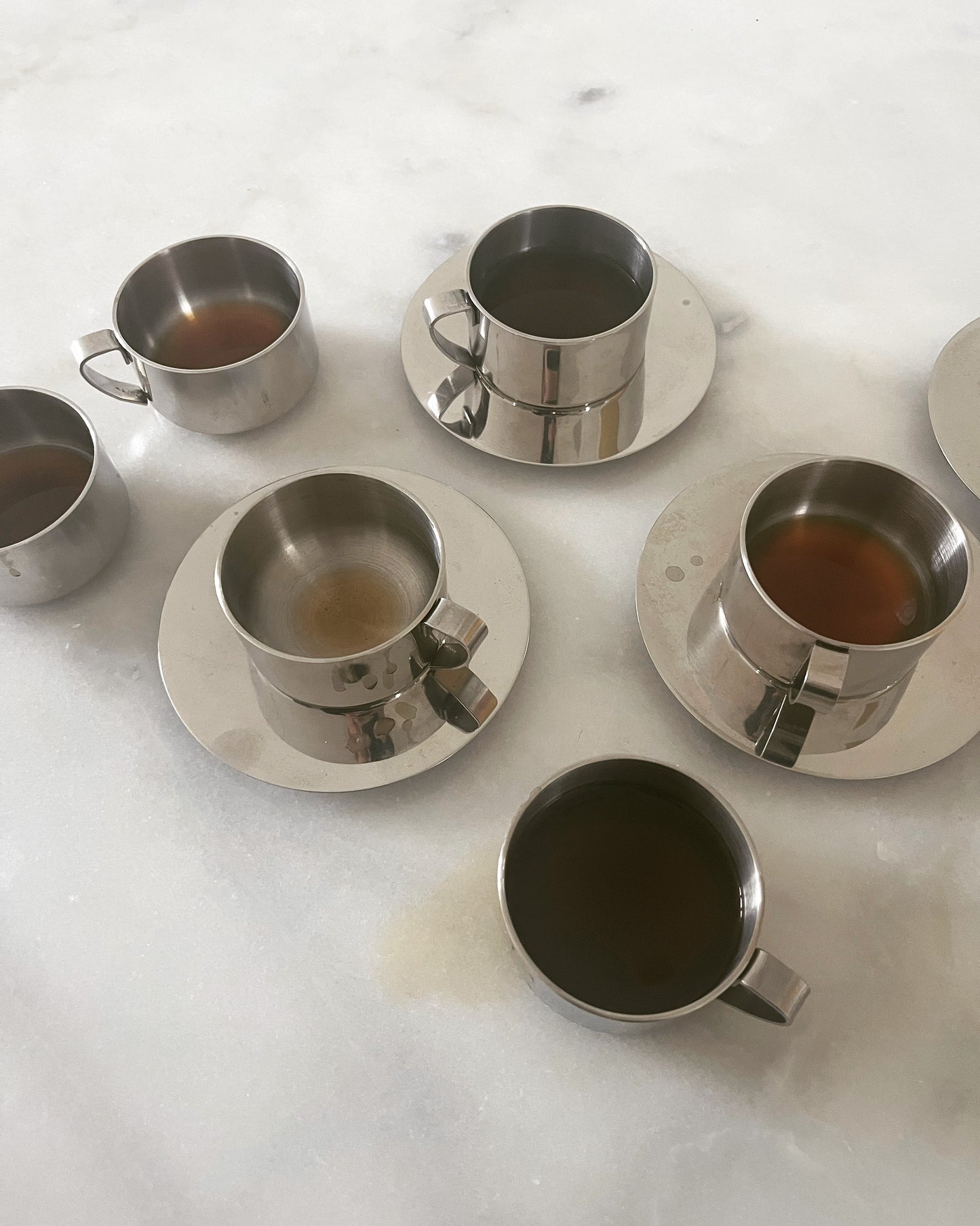 Vintage Italian Steel Espresso Cup with Saucer