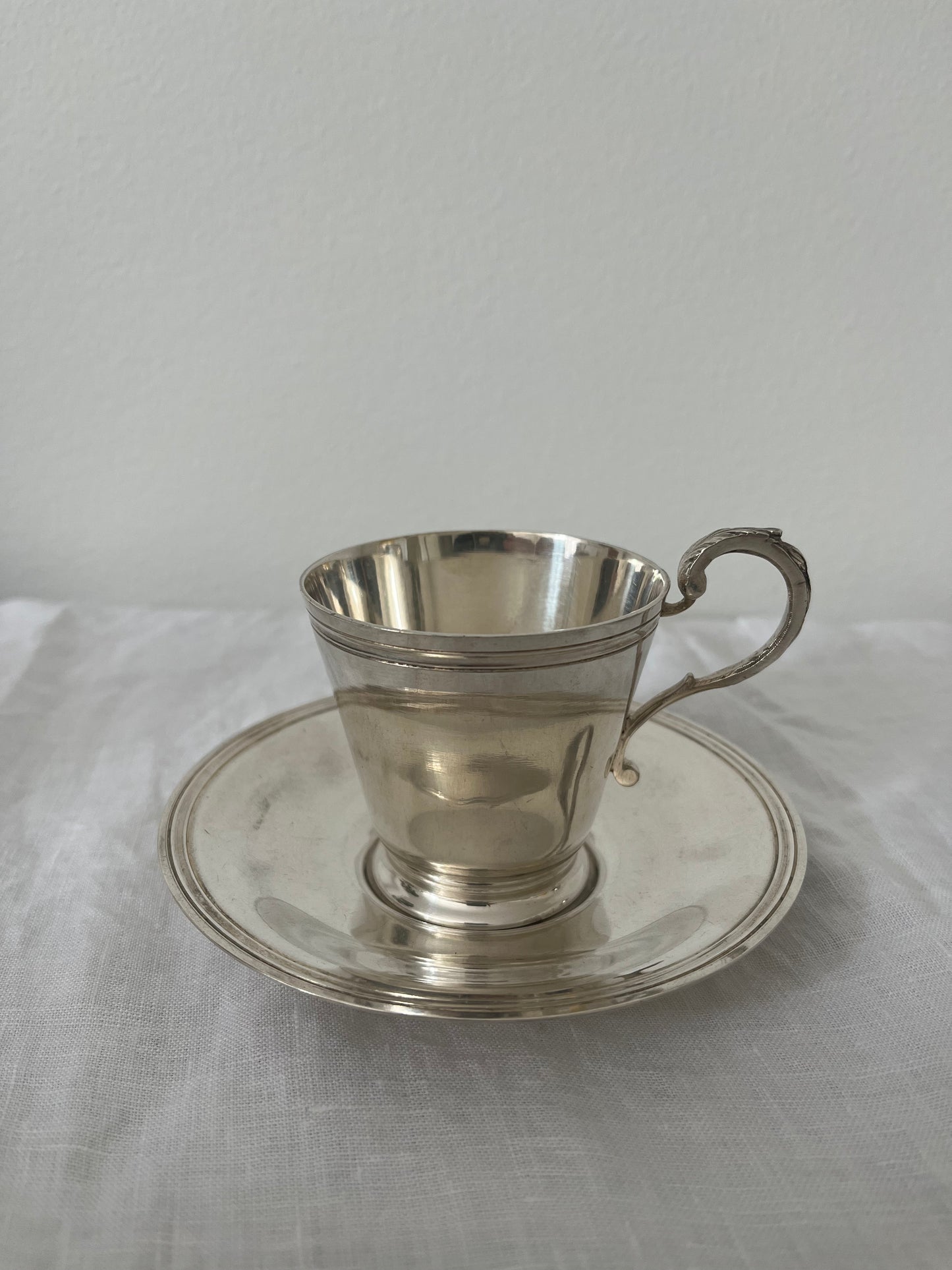 Art Deco Silver Plated Cup with Saucer