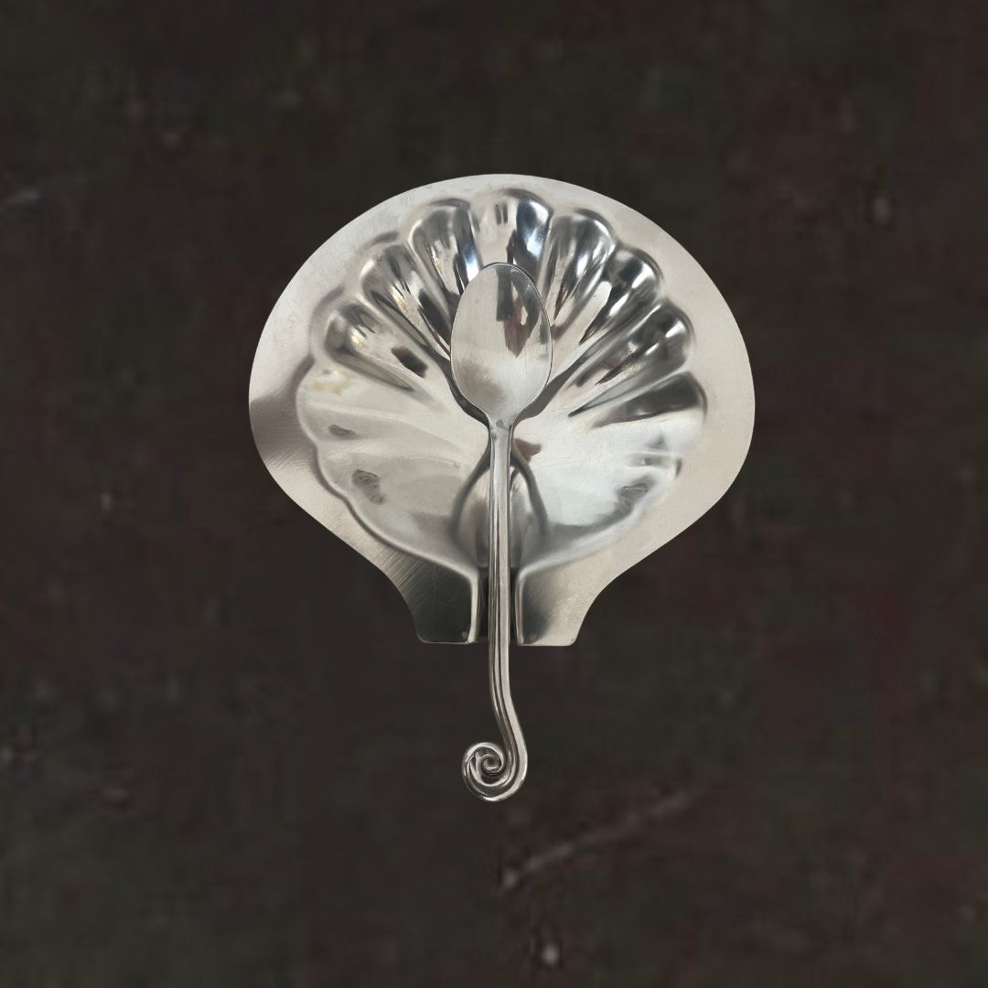 Vintage Steel Saint Jacques Shell Dish with Swirl Spoon (preorder)