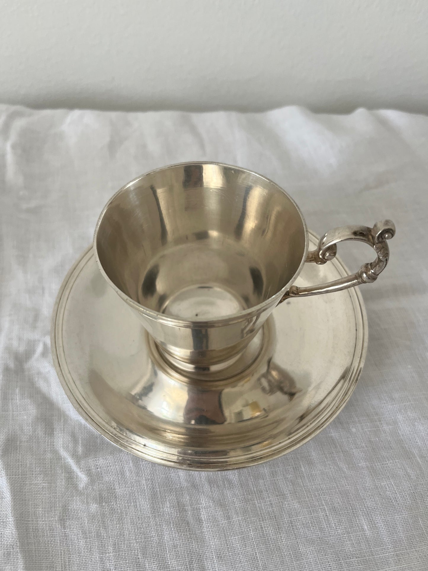 Art Deco Silver Plated Cup with Saucer