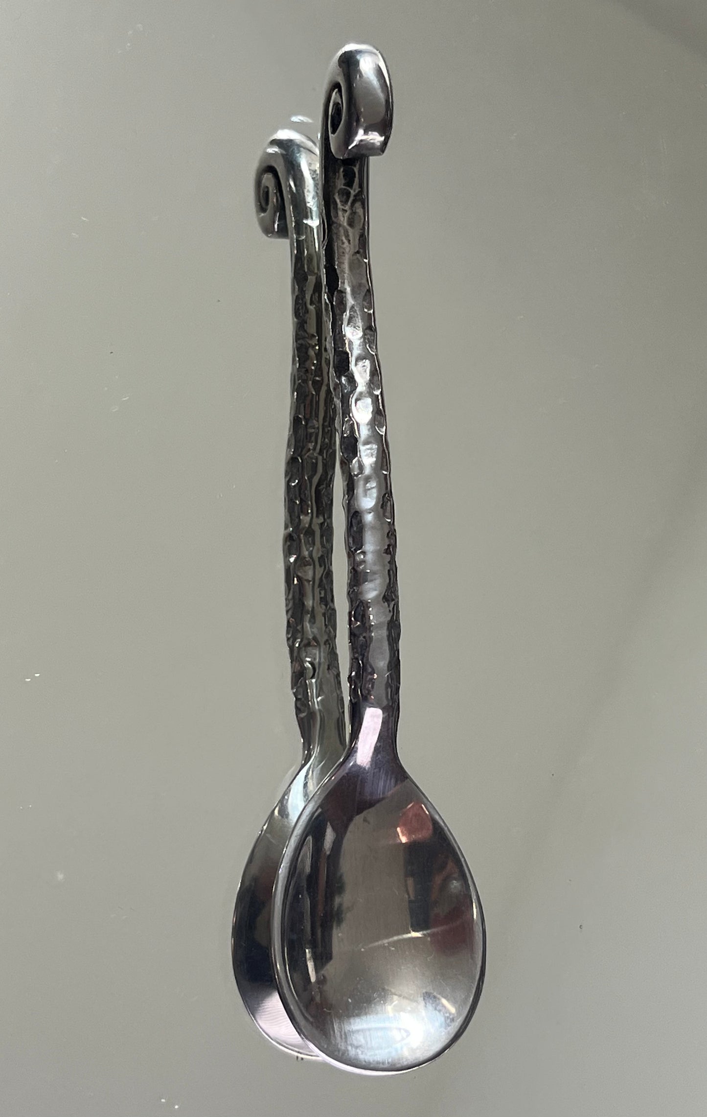 Vintage Steel Swirl Spoon with Hammered Metal