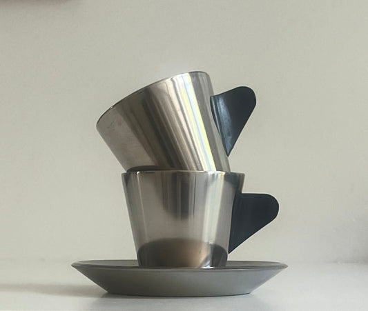 Vintage IKEA Black-Handled Steel Cup