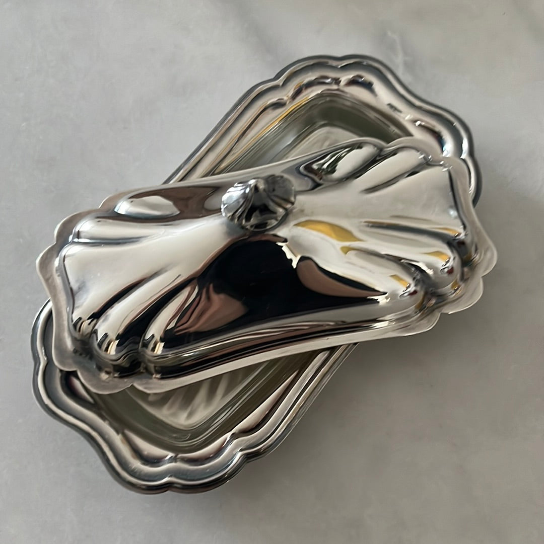 Silver Plated Shell Butter Dish