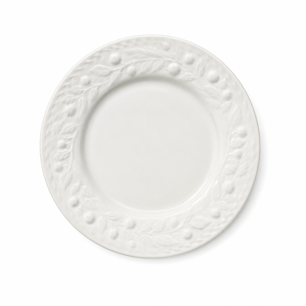 Medium Vintage White Dish with Floral Edge
