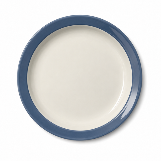 Small Vintage Dish with Blue Rim