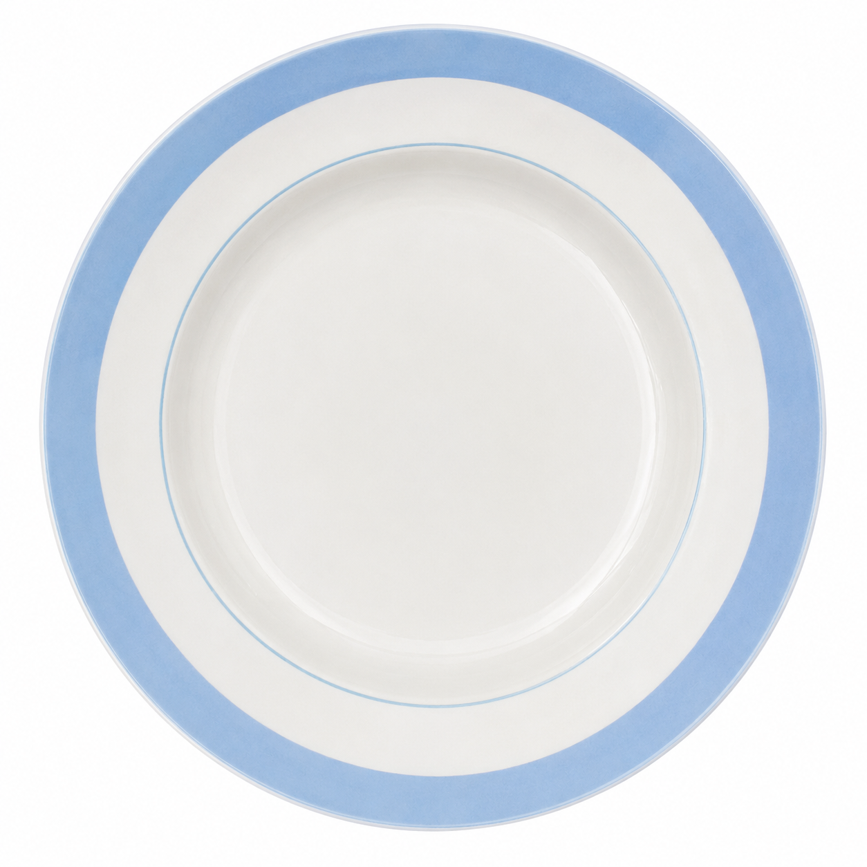 Large Vintage Dish with Blue Rim