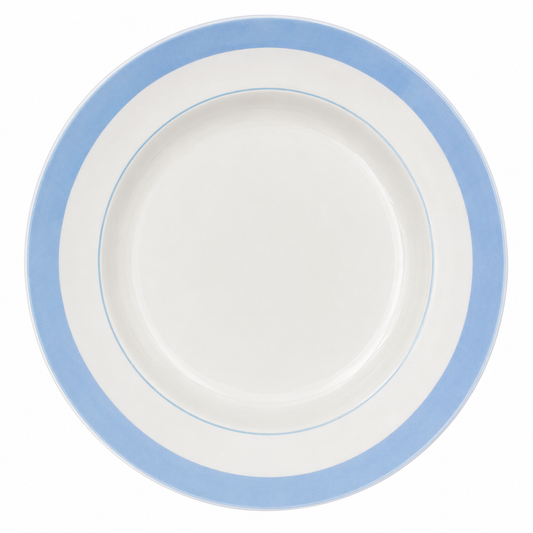 Large Vintage Dish with Blue Rim