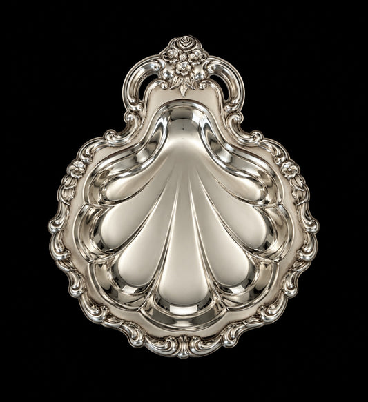 ORNATE SILVER-PLATED SHELL DISH
