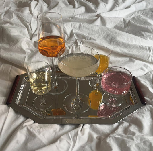 Mid-century Wood-Handled Steel Tray