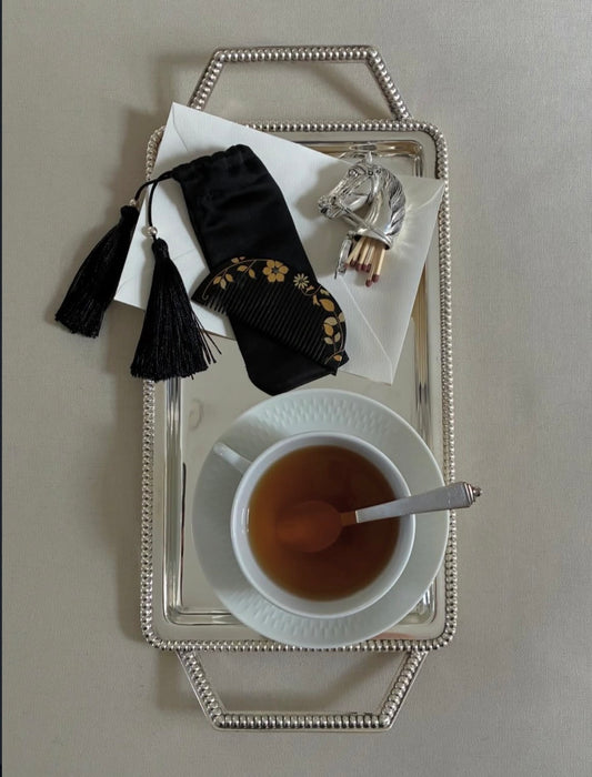 Pearl-Edged Tray with Handles