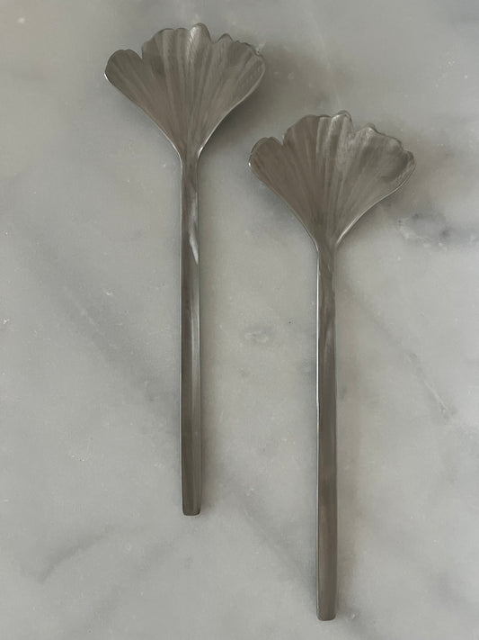 Unique Ginkgo Leaf Salad Servers