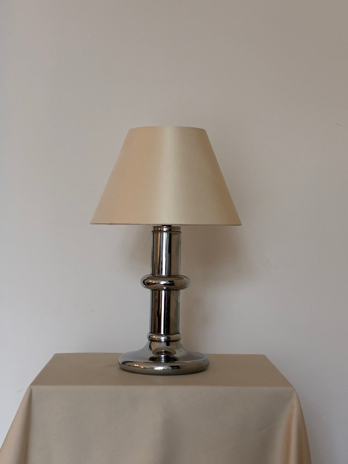 Sculptural Silver-Tone Lamp