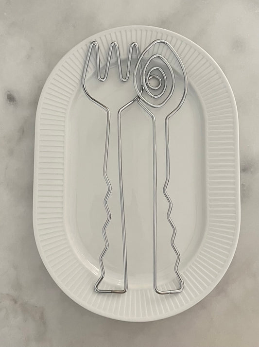 Mid Century Steel Salad Server
