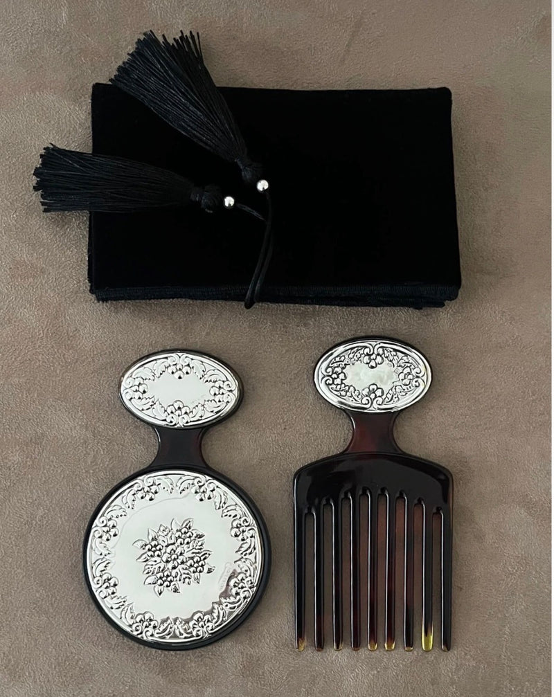Silver-Adorned Tortoiseshell Vanity Set (pre-order)