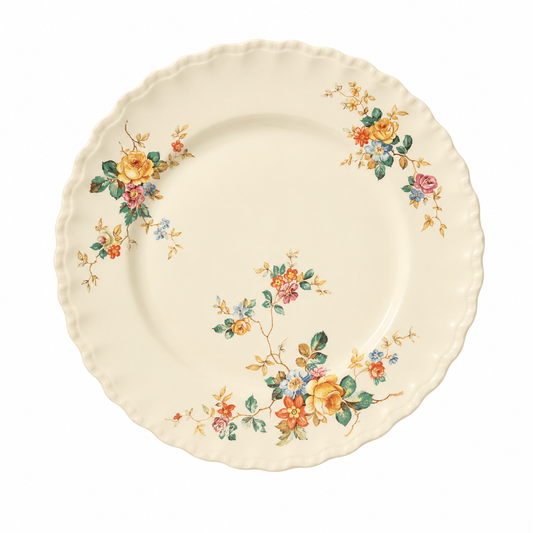 Medium Vintage Cream Floral Dish