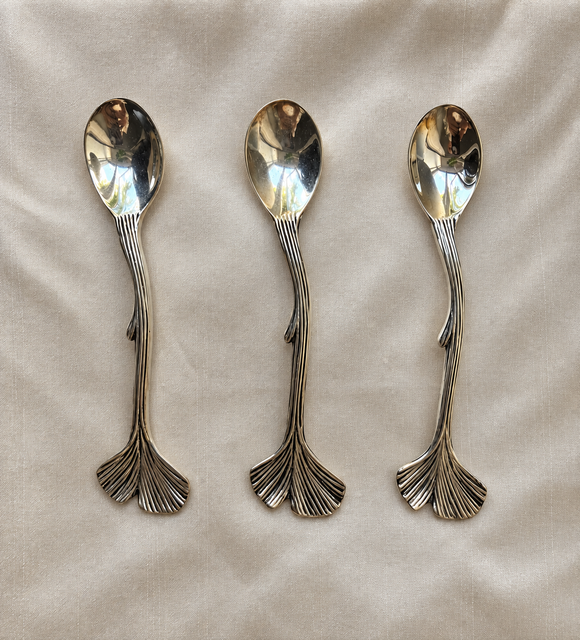 SILVER-PLATED GINKGO LEAF SPOON