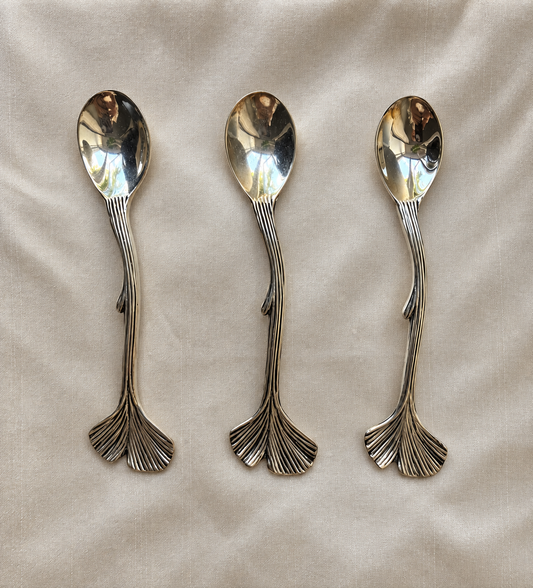 SILVER-PLATED GINKGO LEAF SPOON