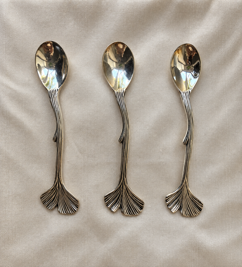 SILVER-PLATED GINKGO LEAF SPOON