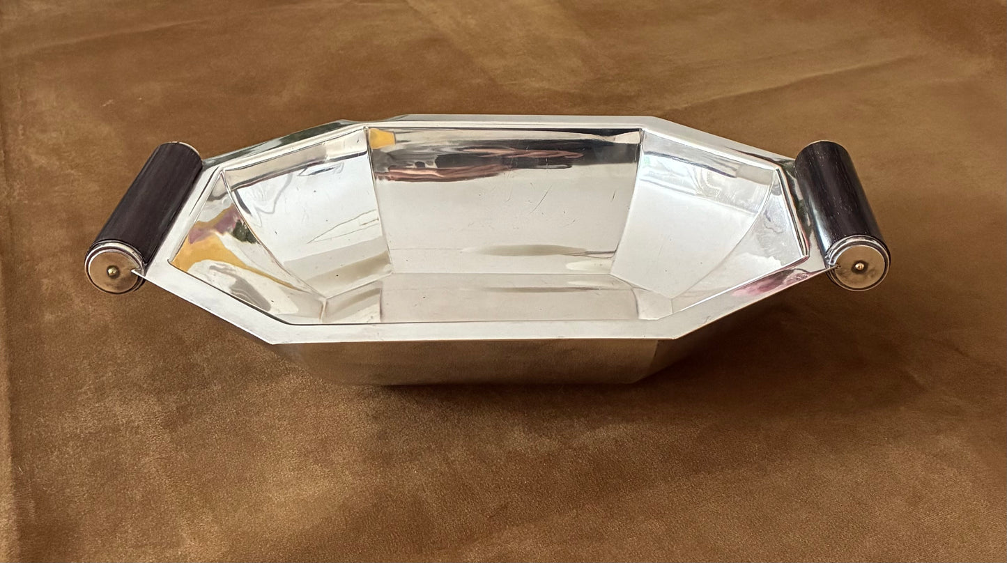 Art Deco Silver-Plated Bowl with Ebonised Handles