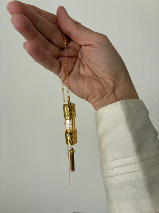 Vintage Swiss Condor Pendant Watch with Tassel & Chain
