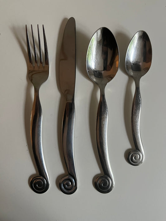 Rare Vintage Steel Swirl Cutlery by Gibson