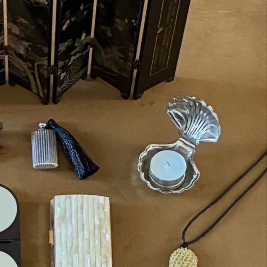 Silver Plated Shell Travel Candle