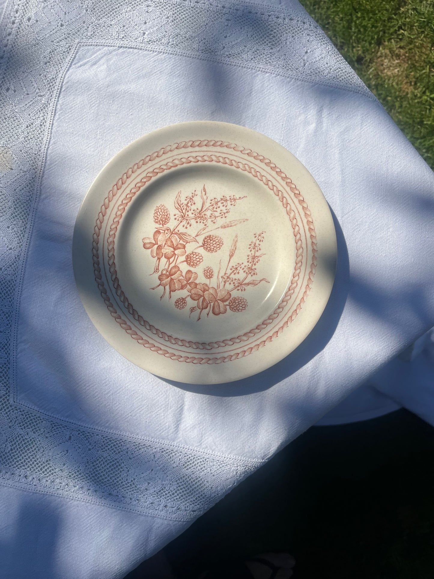 Small Cream Floral Dish